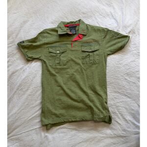 Sean John Boys‎ Green & Red Double Pocket Polo Shirt Size M